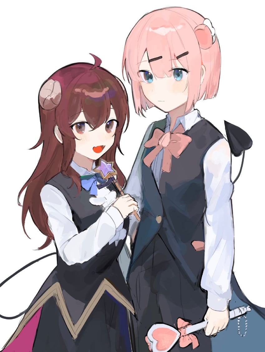 yoshida yuuko and chiyoda momo (machikado mazoku) drawn by akuruhi0