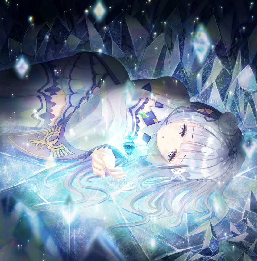 emilia (re:zero kara hajimeru isekai seikatsu) drawn by chaki_(life_music_c)