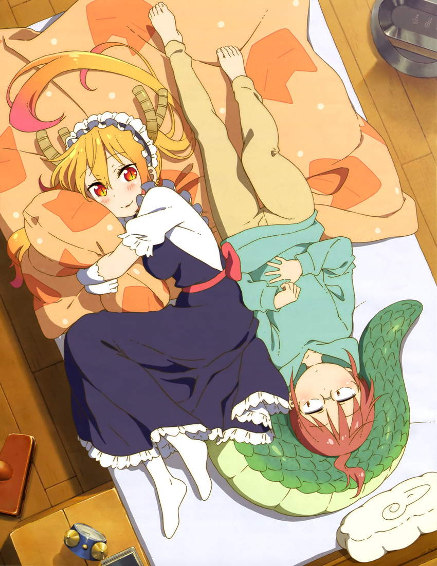 tohru and kobayashi (kobayashi-san chi no maidragon) drawn by kadowaki_miku