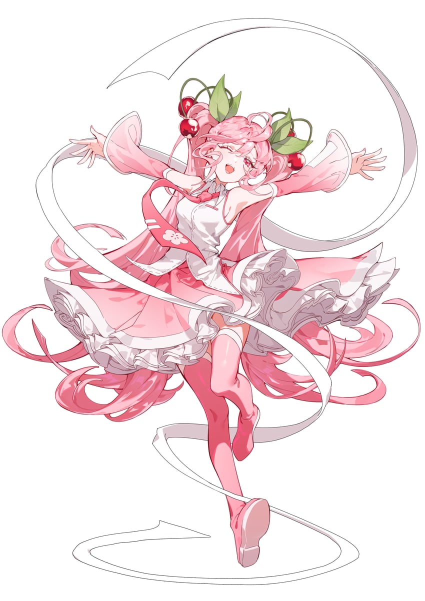 hatsune miku and sakura miku (vocaloid) drawn by flat_fish990