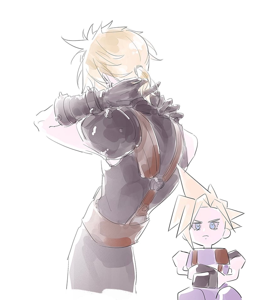 cloud strife (final fantasy and 1 more) drawn by lily_(shio1006)