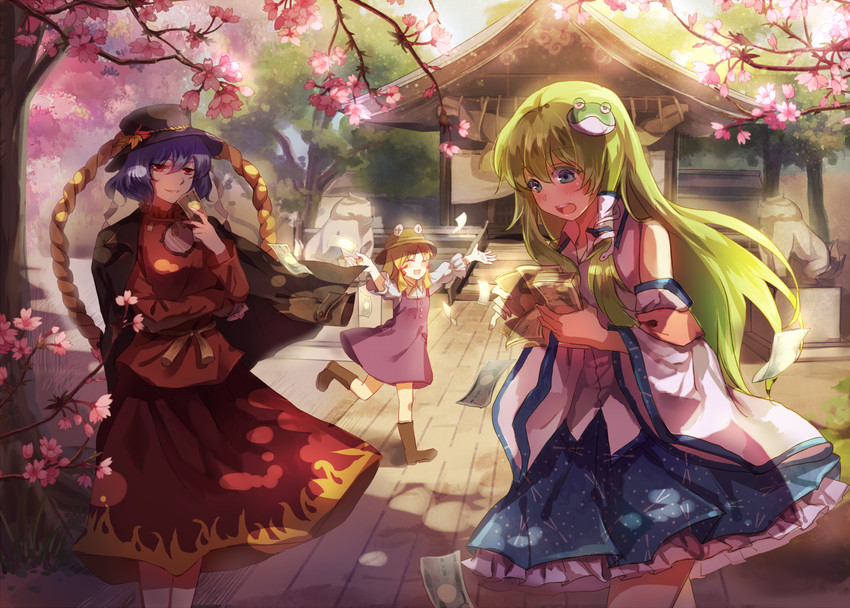 kochiya sanae, moriya suwako, and yasaka kanako (touhou) drawn by magicpants