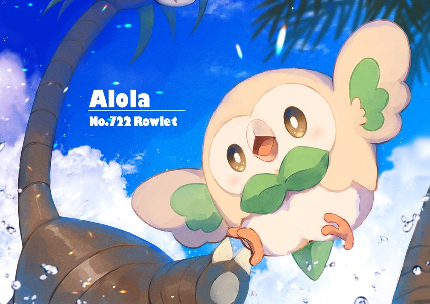 rowlet and alolan exeggutor (pokemon) drawn by new_(new_gnsn)