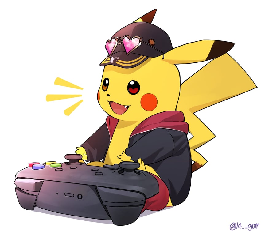 houshou marine and pikachu (pokemon and 1 more) drawn by 14_(vision5032)