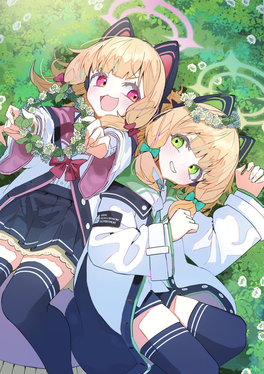 momoi and midori (blue archive) drawn by hiyayakko_(jfky2528)