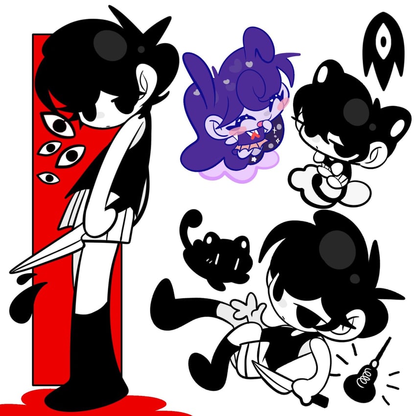 omori, mari, something, and mewo (omori) drawn by jjamdal