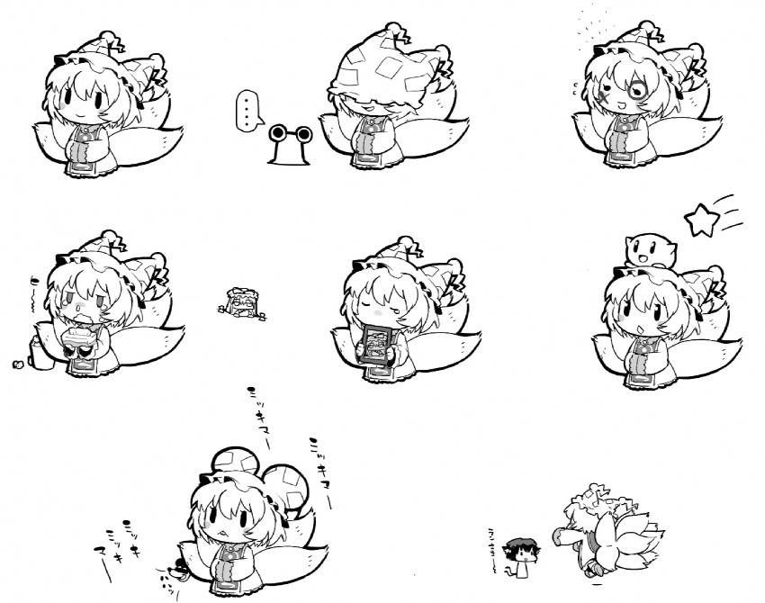 yakumo yukari, yakumo ran, chen, kirby, pyonta, and 1 more (touhou and 2 more) drawn by ume_(noraneko)