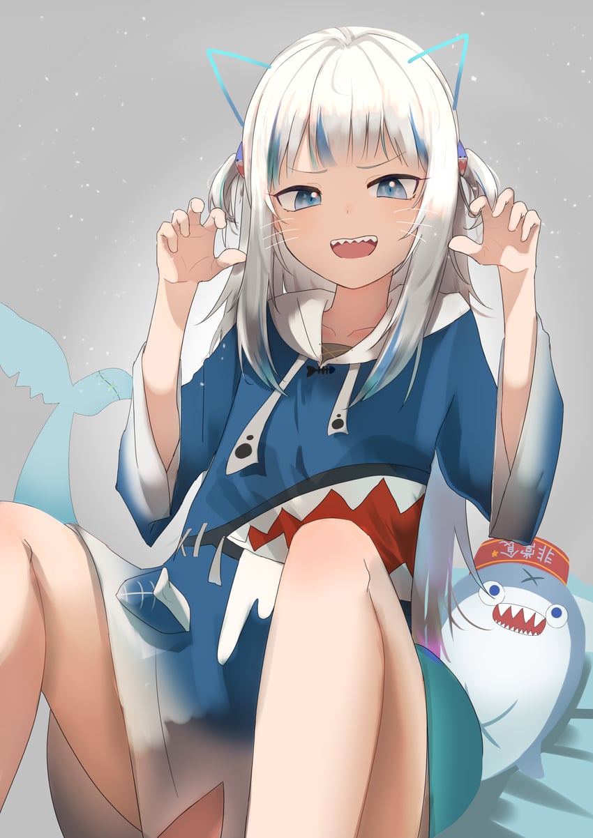 gawr gura and bloop (hololive and 1 more) drawn by taruto_(taruto0918)