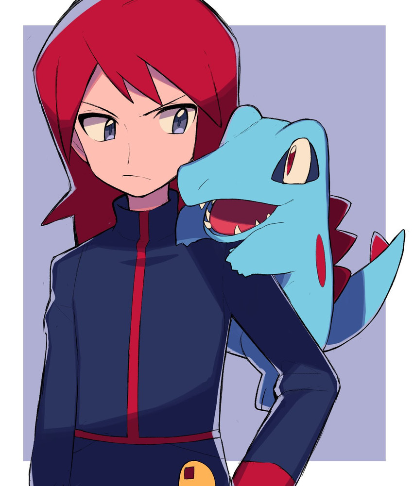 silver and totodile (pokemon and 1 more) drawn by tyako_089