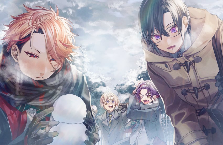 watarai hibari, fura kanato, shikinagi akira, and seraph dazzlegarden (nijisanji) drawn by kaburagi_(pnoir087)