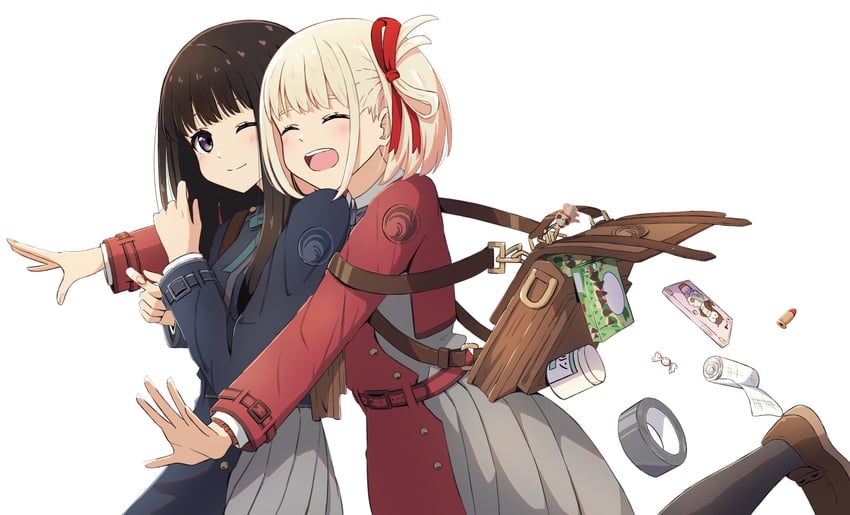 nishikigi chisato and inoue takina (lycoris recoil) drawn by torigon