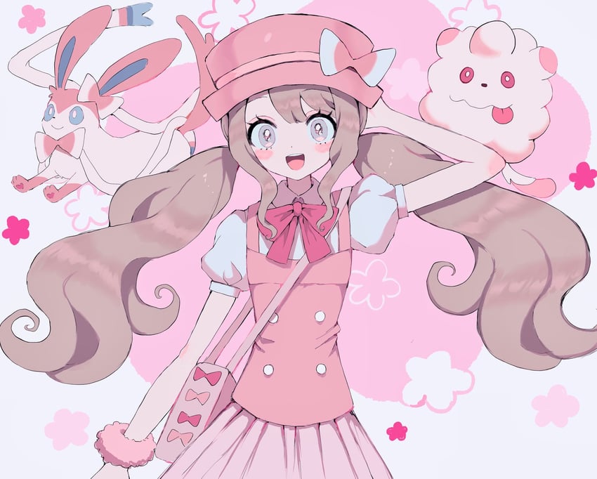 serena, sylveon, and swirlix (pokemon and 1 more) drawn by yuyuyuyhz