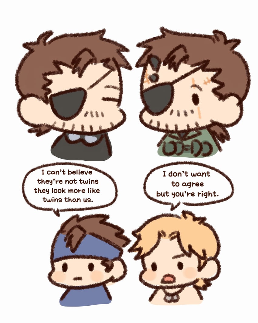 solid snake, big boss, venom snake, and liquid snake (metal gear and 2 more) drawn by pap_(paprikaru1205)