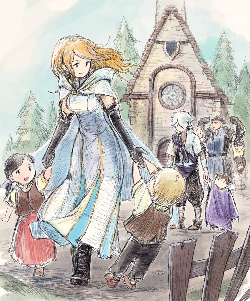 therion, ophilia clement, and olberic eisenberg (octopath traveler and 1 more) drawn by qqqqqli