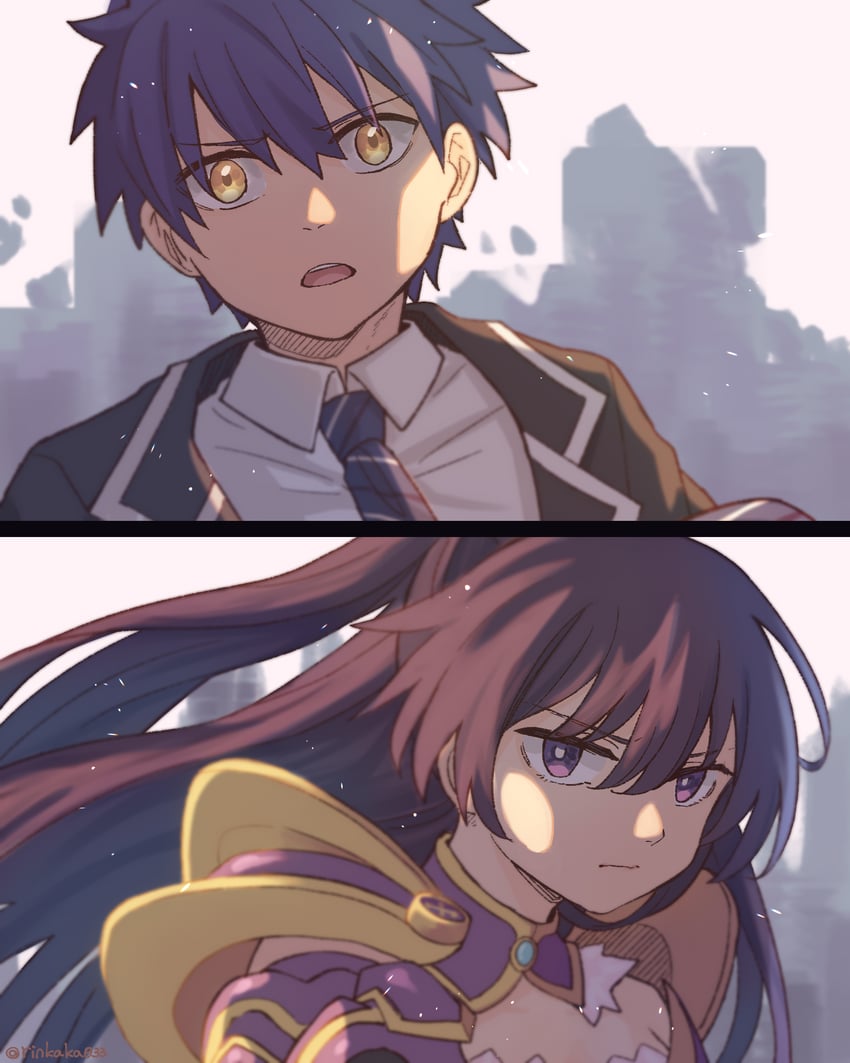 yatogami tohka and itsuka shido (date a live) drawn by kyoraku_(weng3133)