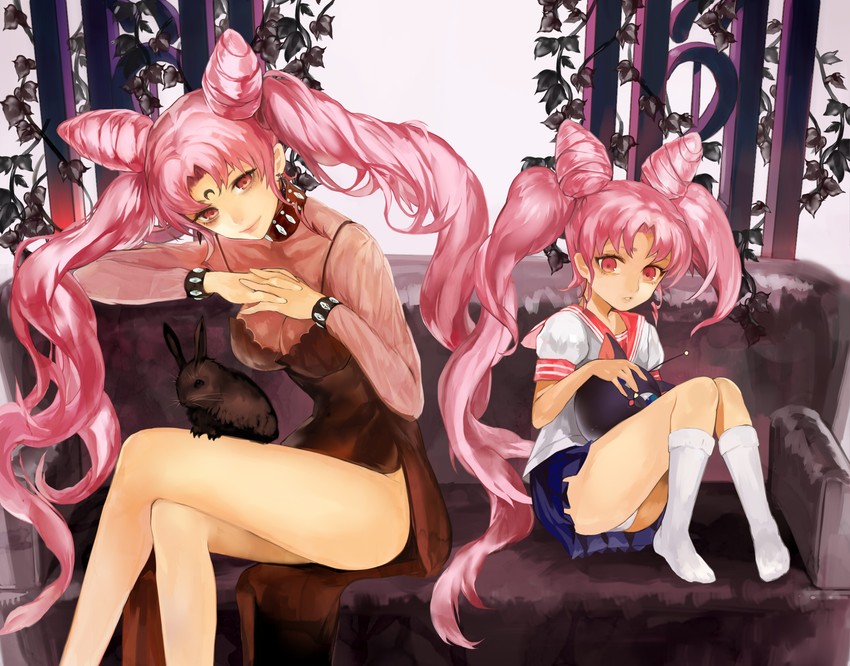 chibi usa, black lady, and luna-p (bishoujo senshi sailor moon and 1 more) drawn by tcb