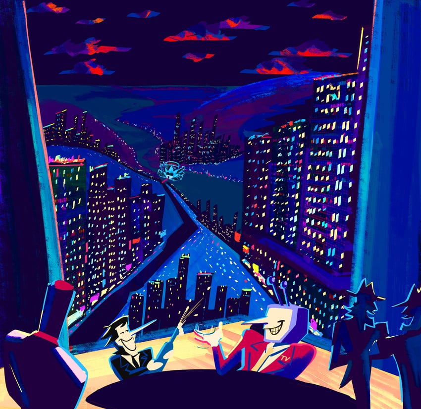 spamton g. spamton, ant tenna, queen, shadowguy, and zapper (deltarune) drawn by foolishrat6