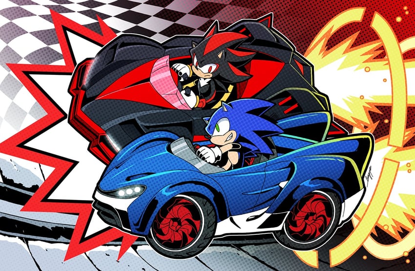sonic the hedgehog and shadow the hedgehog (sonic and 1 more) drawn by sloth_g_ya