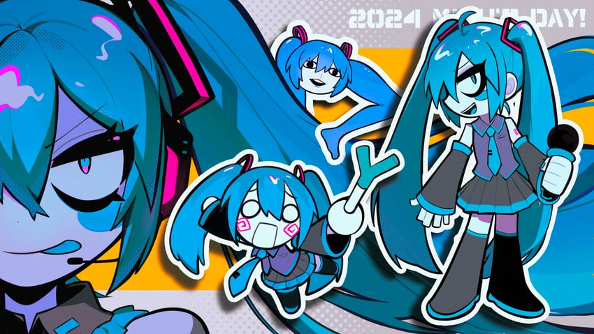hatsune miku, hachune miku, and shiteyan'yo (vocaloid) drawn by cb9_sn1