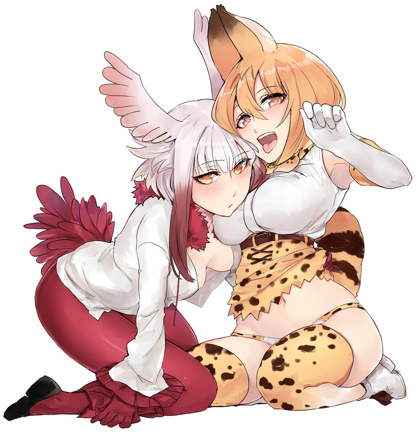 serval and japanese crested ibis (kemono friends) drawn by yorei_(death0813)