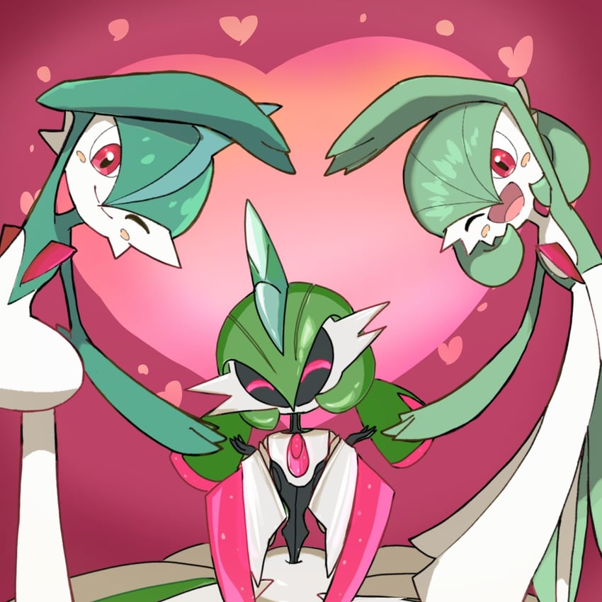 gardevoir, gallade, and iron valiant (pokemon) drawn by monya
