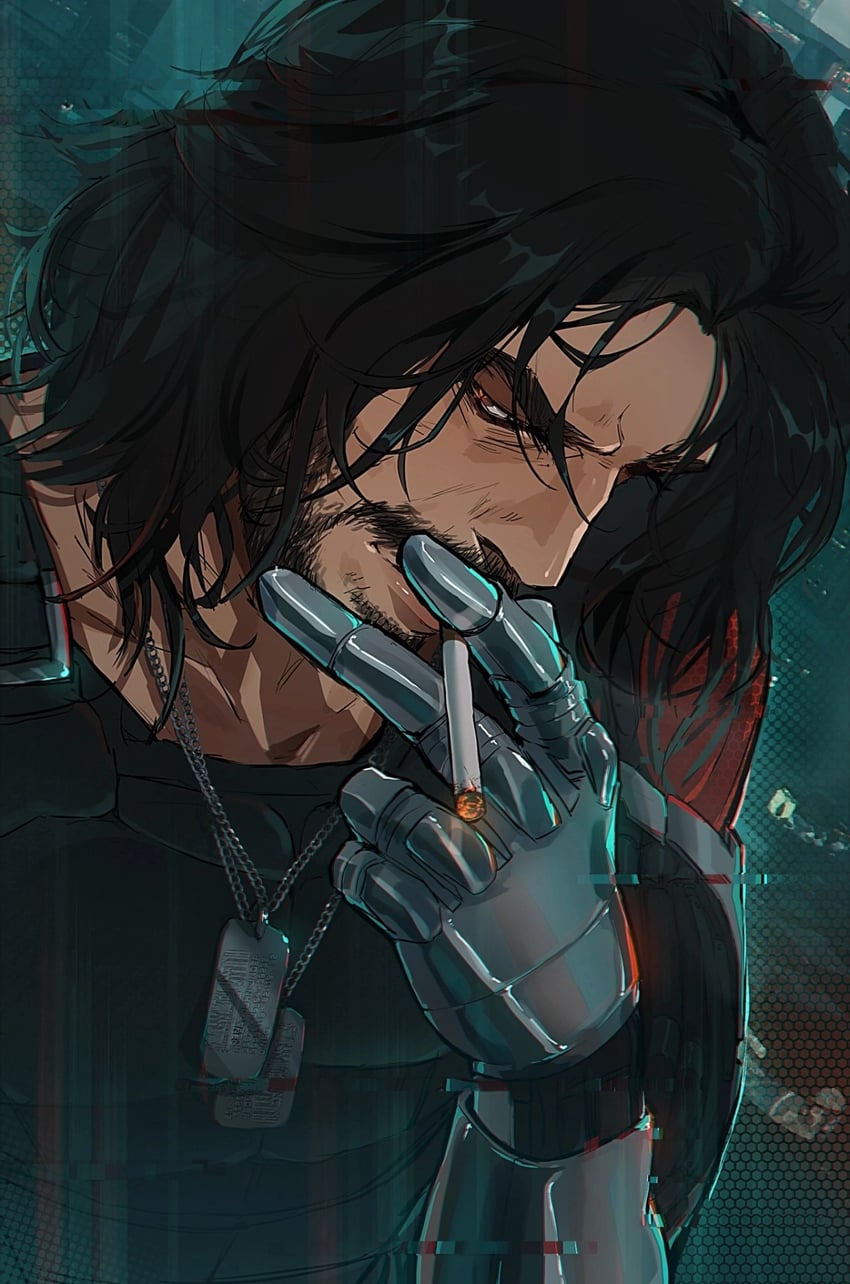 johnny silverhand (cyberpunk and 1 more) drawn by slackdzove