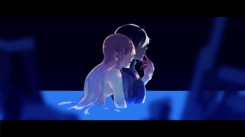 zero two and hiro (darling in the franxx) drawn by anmo