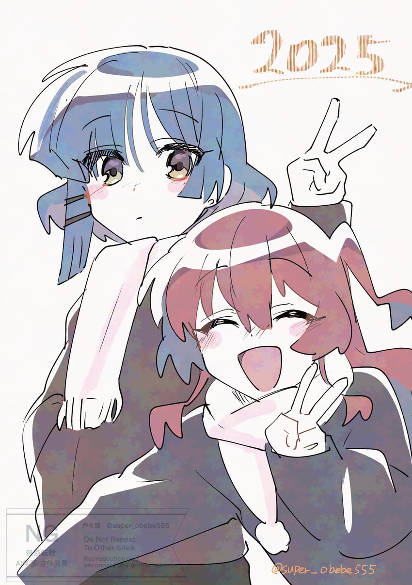 kita ikuyo and yamada ryo (bocchi the rock!) drawn by totobe