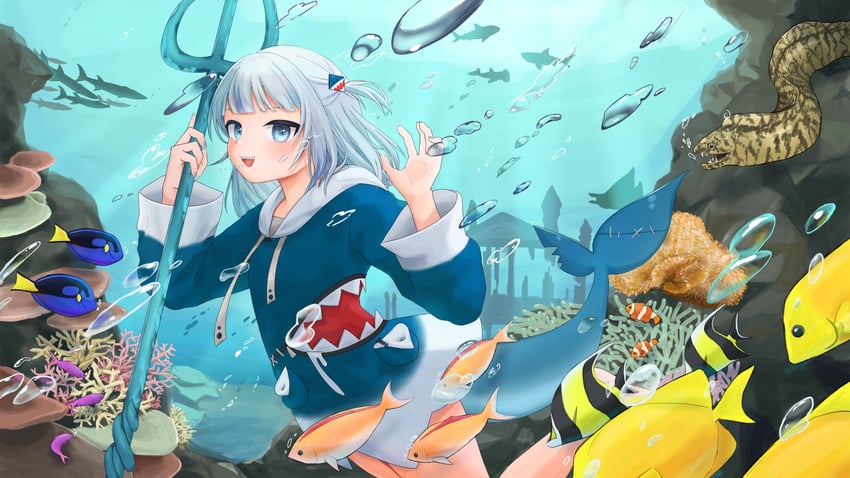 gawr gura (hololive and 1 more) drawn by aka_tadaima