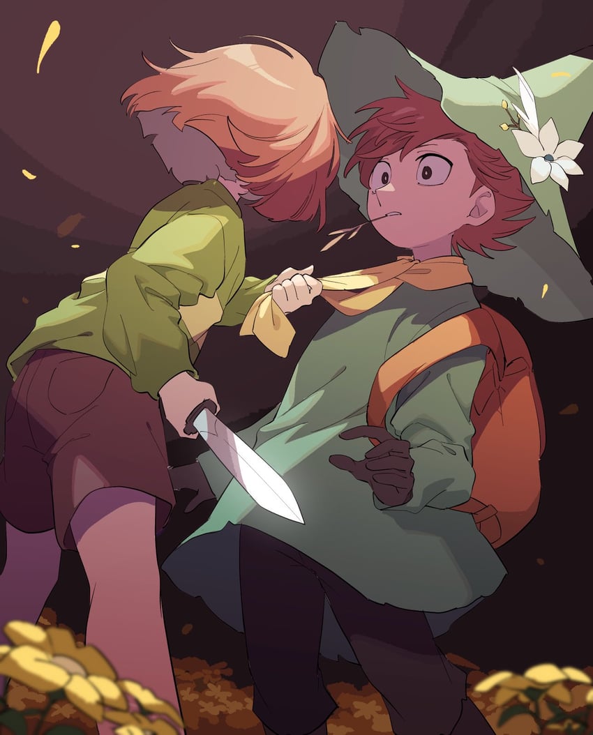 chara and snufkin (undertale and 1 more) drawn by osasimiyabai