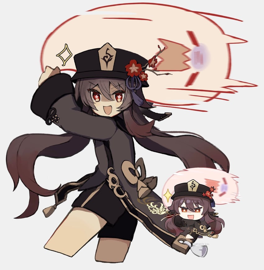 hu tao and boo tao (genshin impact) drawn by merry-san