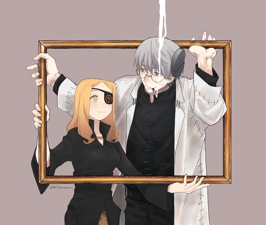 franken stein and marie mjolnir (soul eater) drawn by hissiu