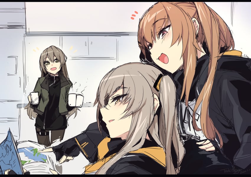 ump45, ump9, and ump40 (girls' frontline) drawn by tsuki_tokage