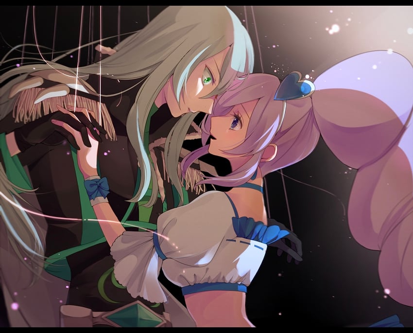 aono miki, cure berry, and souler (precure and 1 more) drawn by uri_(birdog)