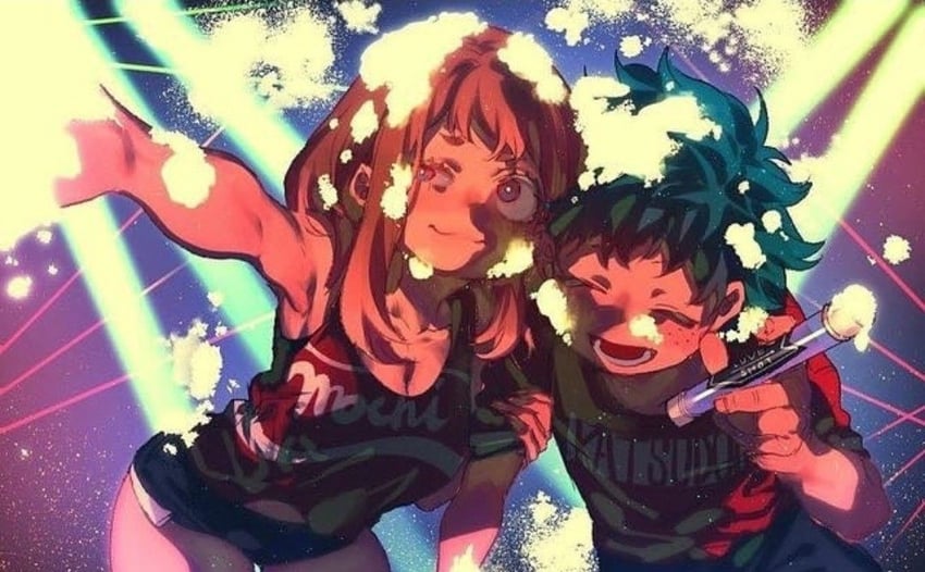 midoriya izuku and uraraka ochaco (boku no hero academia) drawn by dekucha_kawaii