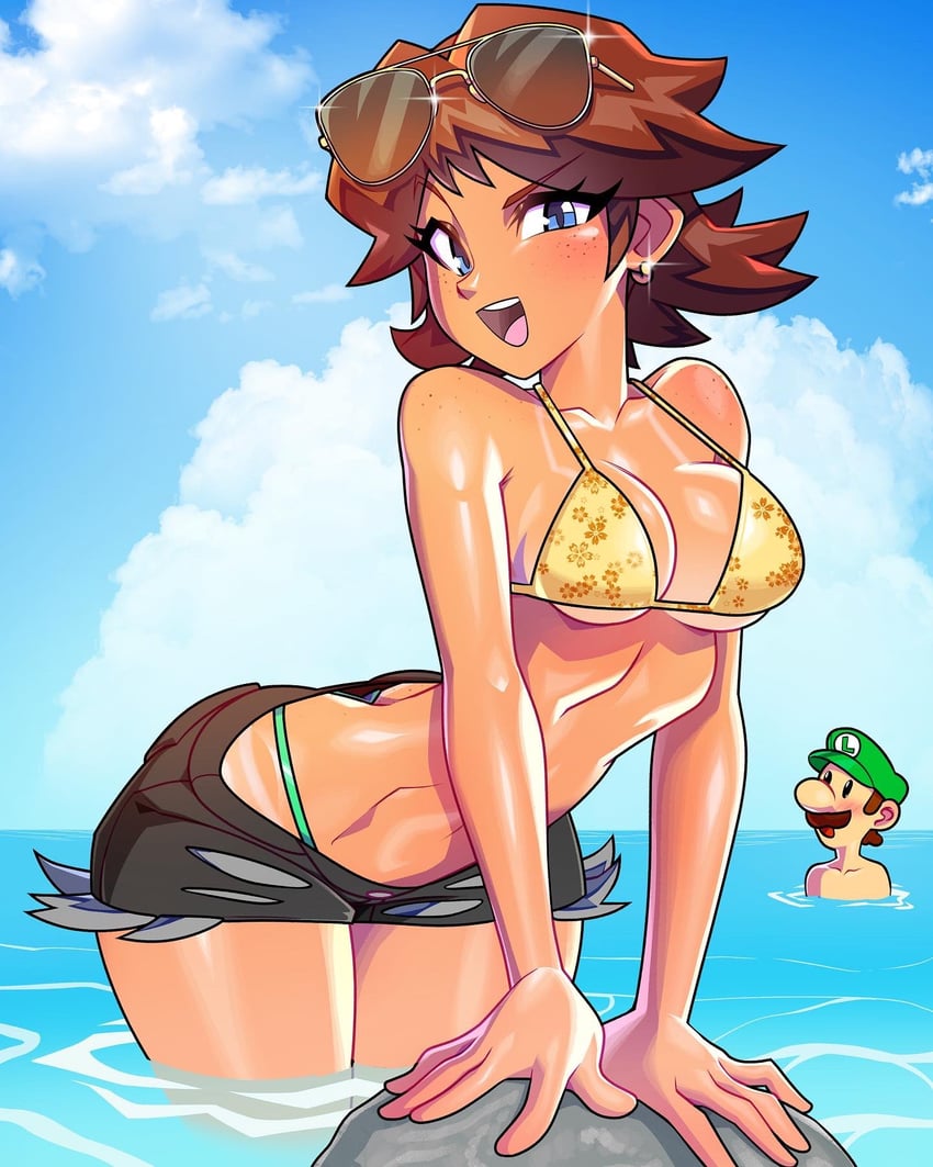 luigi and princess daisy (mario) drawn by minicop2001