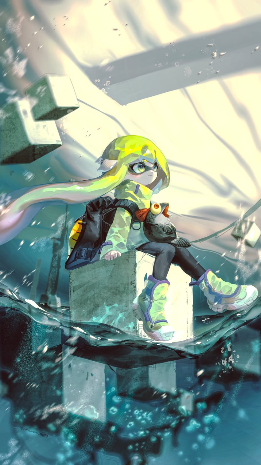 smallfry and agent 3 (splatoon and 1 more) drawn by aramaki_spla