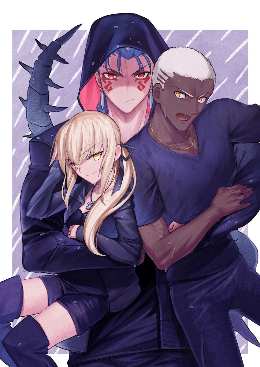 artoria pendragon, saber alter, cu chulainn, cu chulainn alter, and emiya alter (fate and 1 more) drawn by moto_(otemoto02)