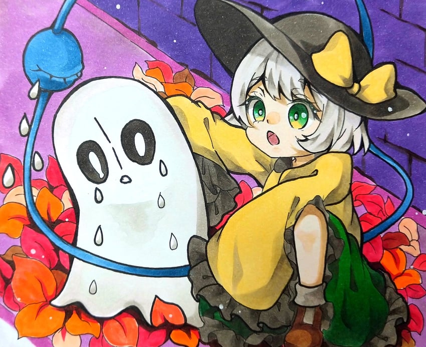 komeiji koishi and napstablook (touhou and 1 more) drawn by myfm_11