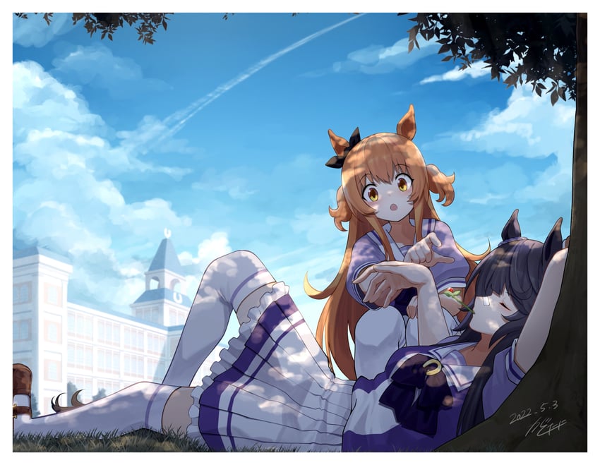 mayano top gun and narita brian (umamusume) drawn by gashitani