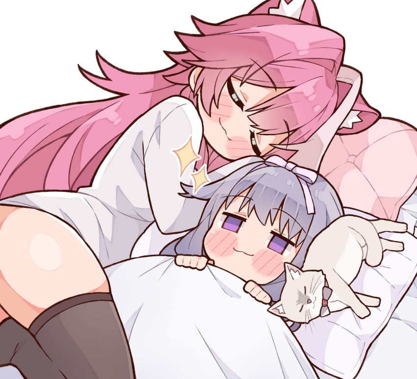 koseki bijou, raora panthera, and john cat (hololive and 1 more) drawn by kukie-nyan