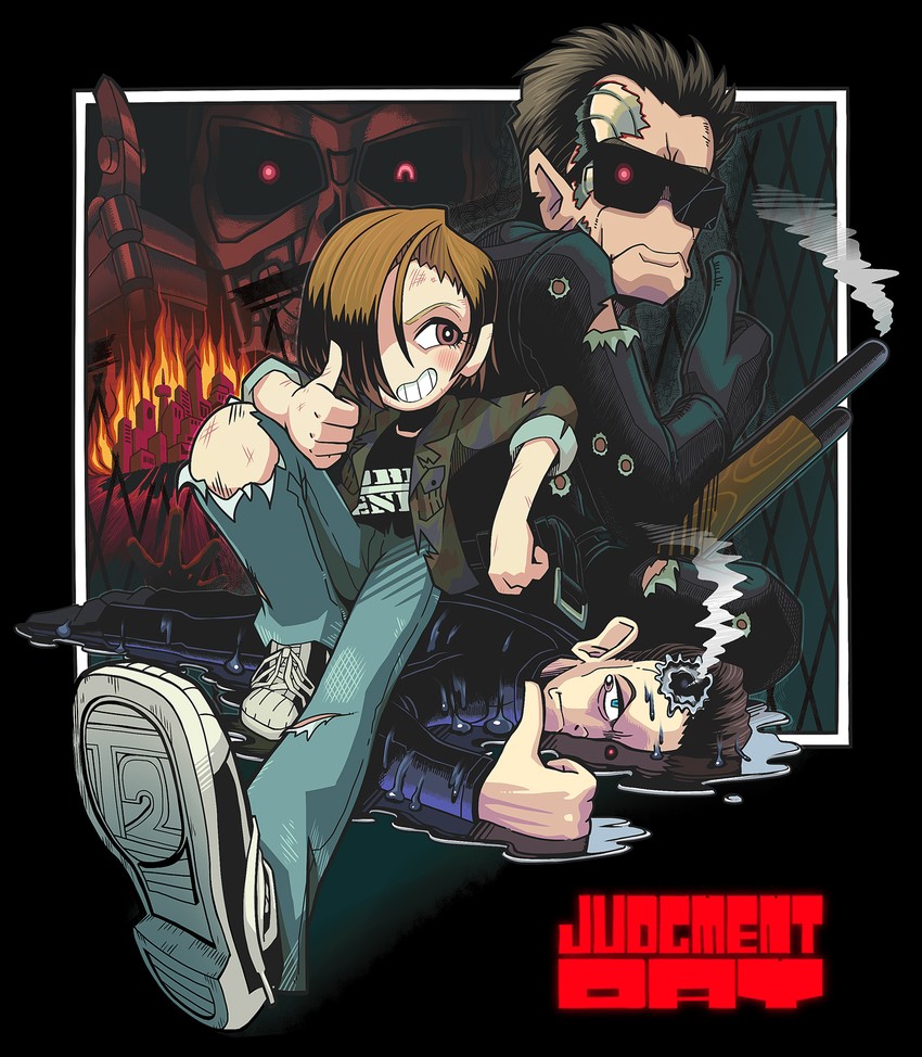 t-800, arnold schwarzenegger, t-1000, john connor, robert patrick, and 1 more (terminator and 1 more) drawn by gashi-gashi