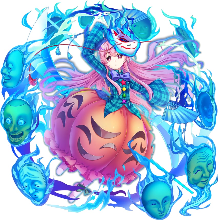 hata no kokoro (touhou and 1 more) drawn by rotte_(1109)