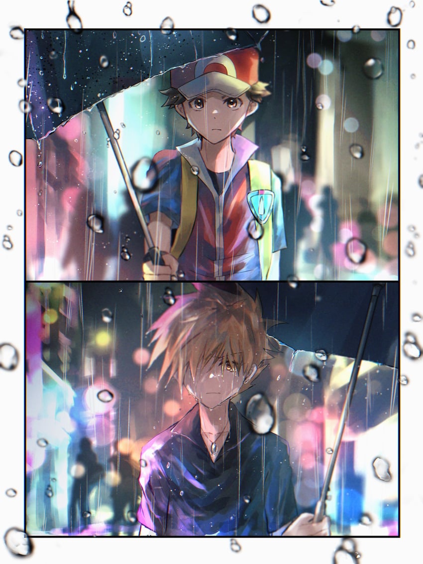 red and blue oak (pokemon and 1 more) drawn by shiruko_(s1ruko)
