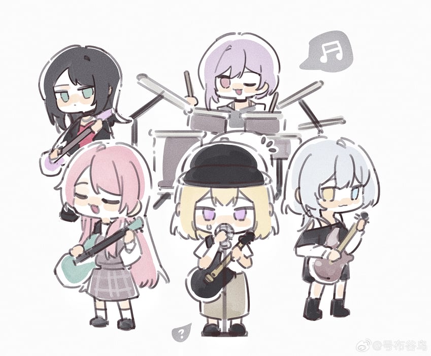 chihaya anon, yahata umiri, misumi uika, kaname raana, and yuutenji nyamu (bang dream! and 1 more) drawn by haobuguniao