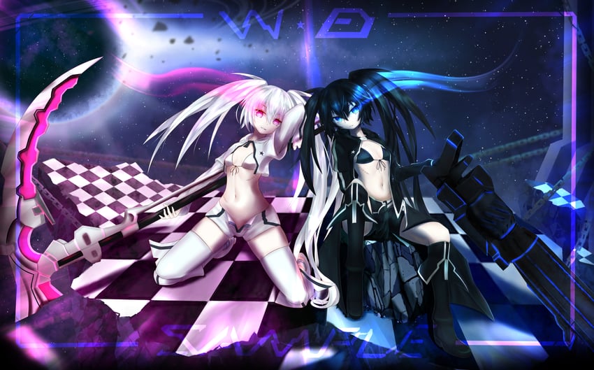 black rock shooter, white rock shooter, and stella (black rock shooter) drawn by tokyo_(1421)