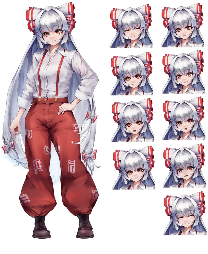 fujiwara no mokou (touhou) drawn by asllapistone