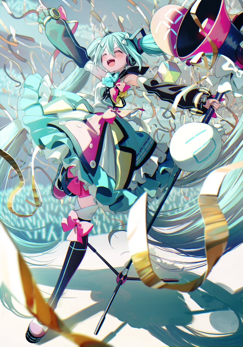 hatsune miku and magical mirai miku (vocaloid and 2 more) drawn by pentagon_(railgun_ky1206)
