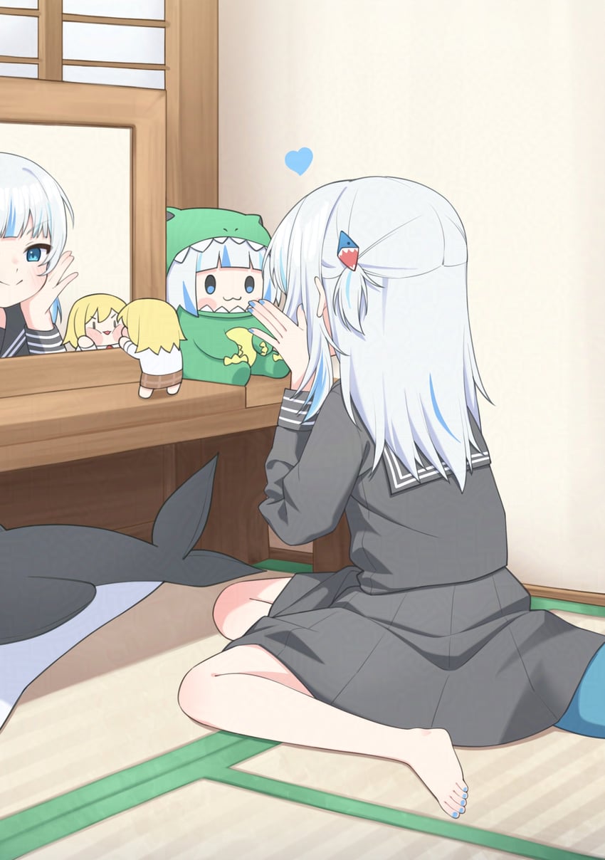 gawr gura, watson amelia, smol ame, and smol gura (hololive and 1 more) drawn by ugaaaa1