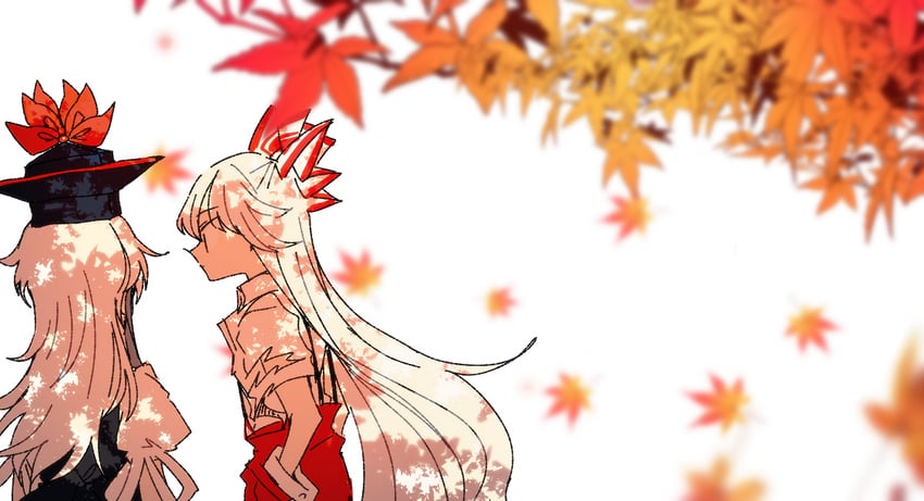 fujiwara no mokou and kamishirasawa keine (touhou) drawn by itomugi-kun